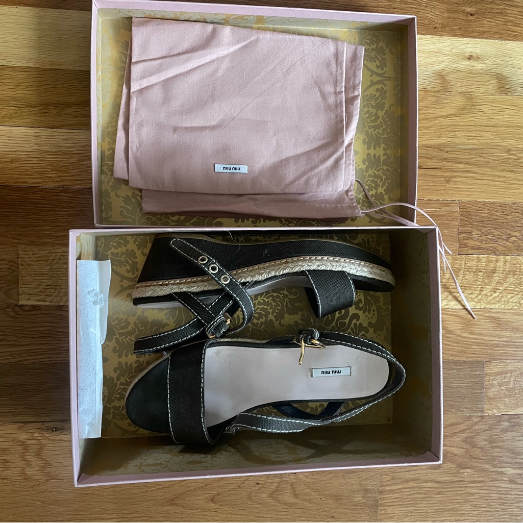 Miumiu Tessuto Old Mimetico Espadrilles Size 38.5